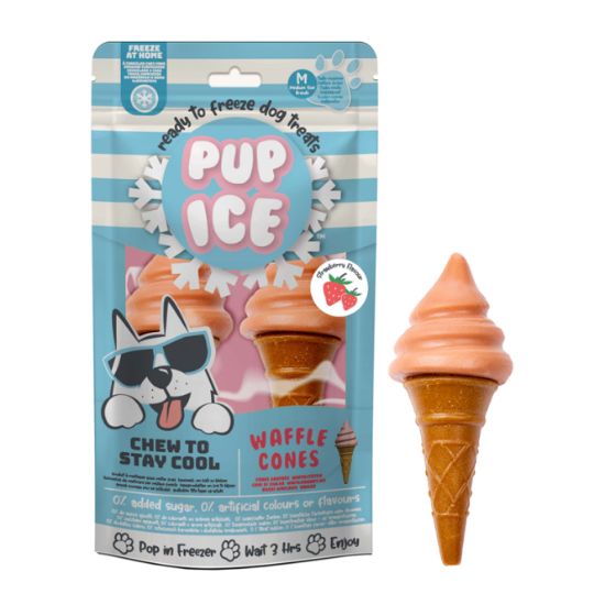 Pup Ice Waffle Cones Strawberry M - 2 Stück
