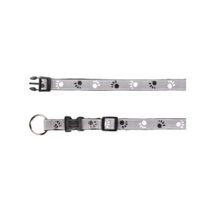 Trixie Halsband Silver Reflect - Pfotenmotiv - 35-55cm / 20mm