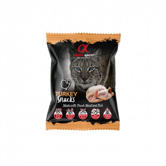 alpha spirit Cat Snacks Bag Truthahn - 50g