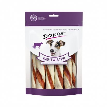 Dokas Dog Snack Kau Twister Rinderhaut, Entenherz & Entenbrust 200 g