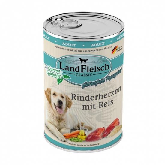 Landfleisch Dog Classic Rinderherzen mit Reis & Gartengemüse - 800g