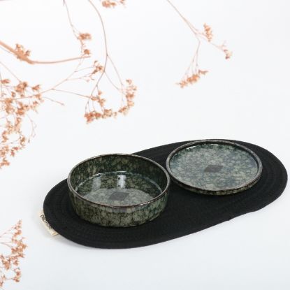 D&D flacher Katzennapf Jasper - green marble