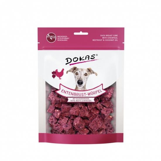Dokas Dog Snack Entenbrust-Würfel mit Kichererbsen, Rote Beete 150g