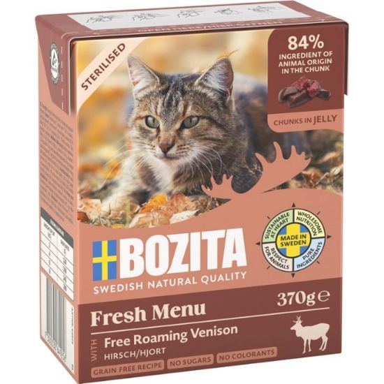 Bozita Cat Tetra Recard Häppchen in Gelee Sterilised mit Hirsch 370g